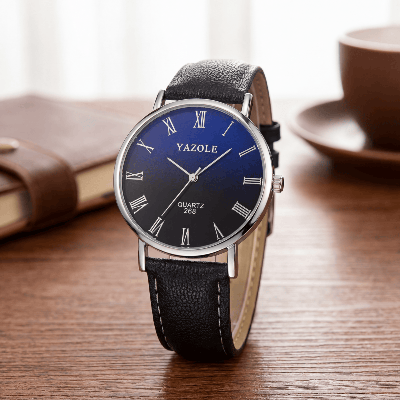 Leather Watch Band Men - YAZOLE minimalistische quartzhorloges voor heren, ultradunne