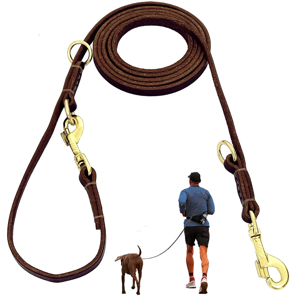 Leather Strap Quick Release - Multifunctionele leren hondenriem, handsfree hondenloopriem, echte