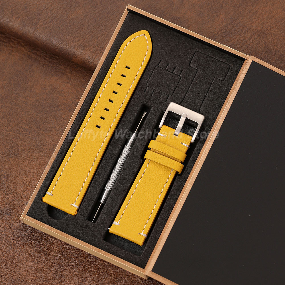 Leather Strap Quick Release - Dubbelzijdige Litchi-textuurband 18 20 22 24