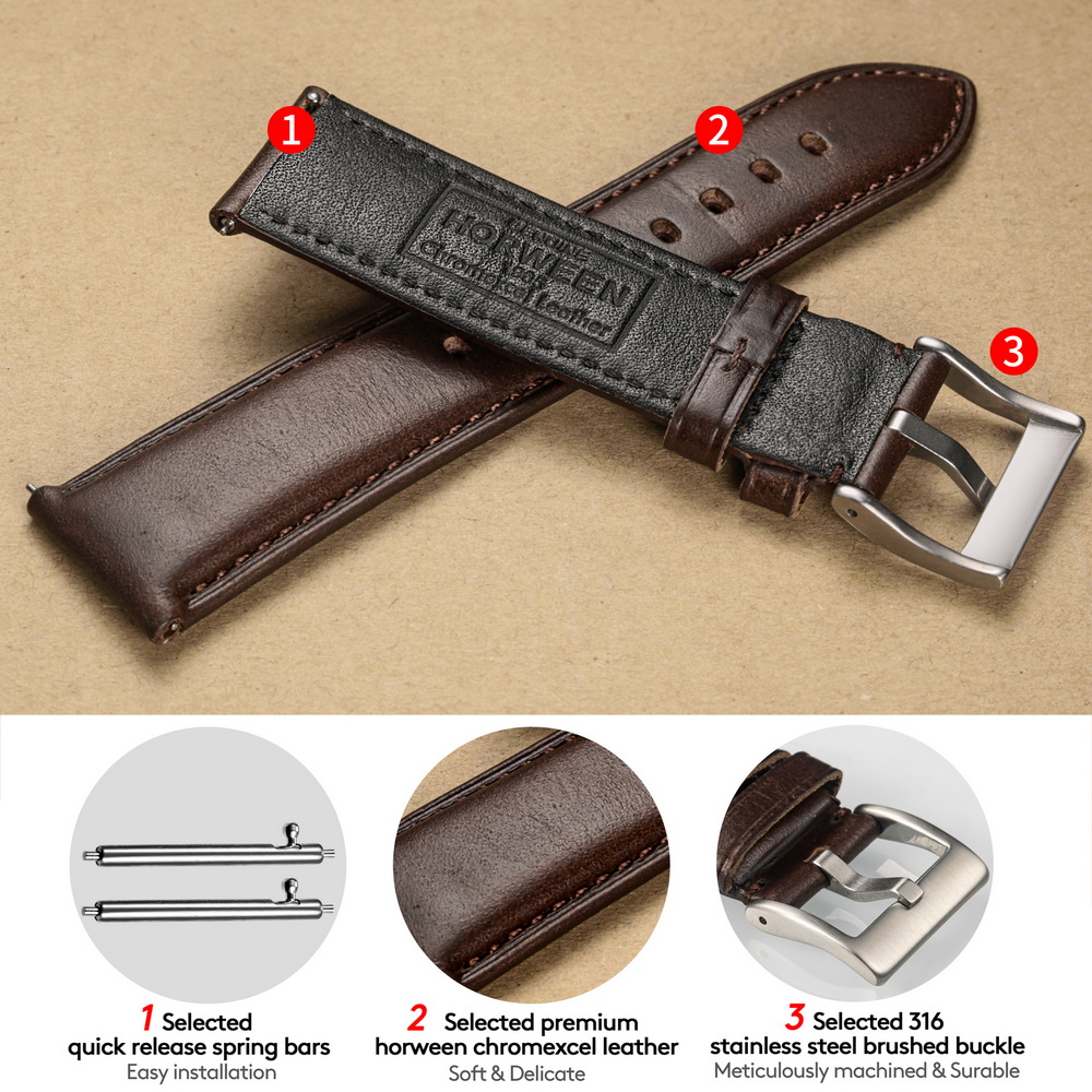 Hemsut Horlogebanden Echt leer - Leather Strap Quick Release recensie en prijs