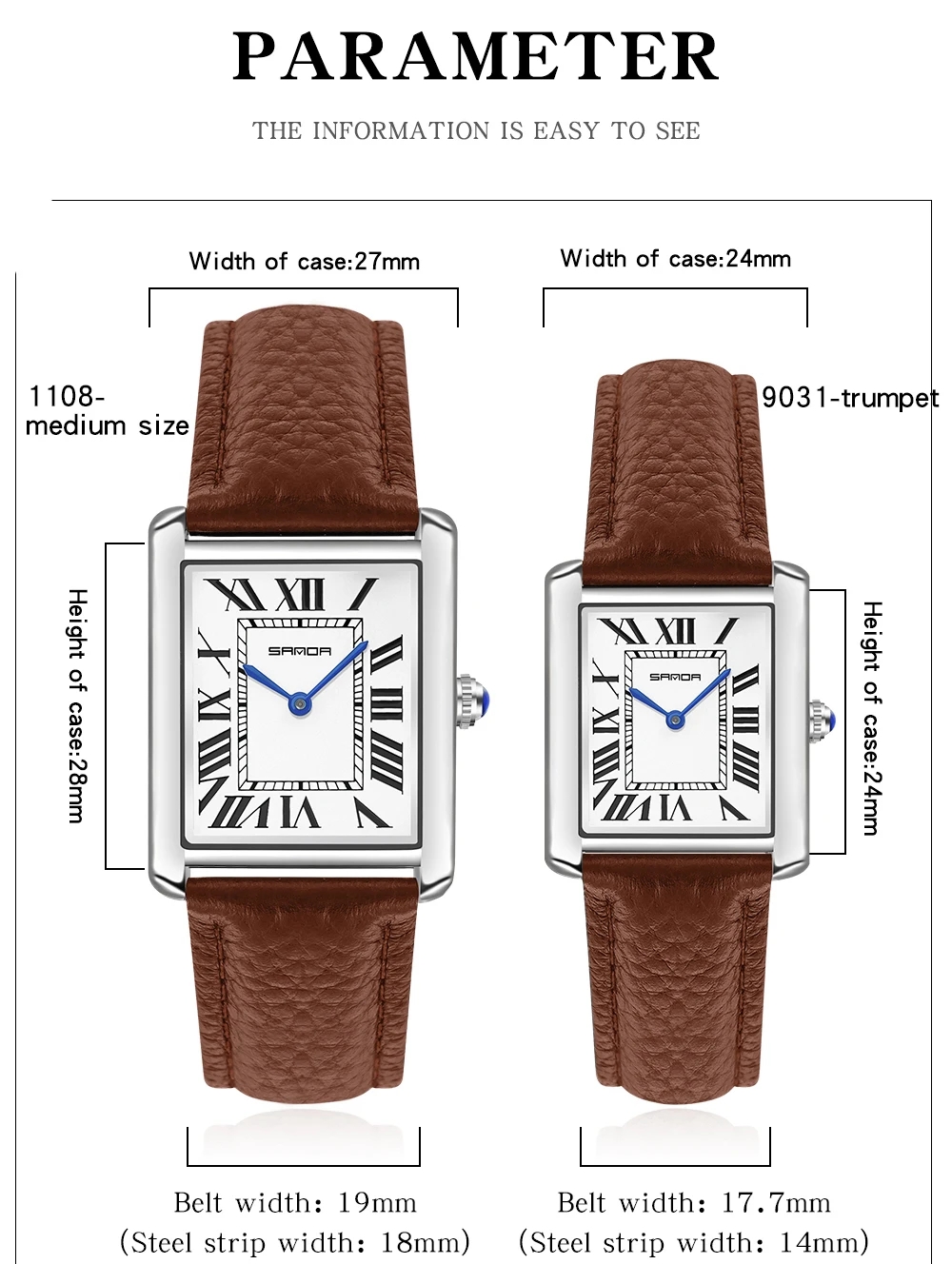 Sanda Rechthoekige Polshorloge - Leather Watch Band Men recensie en prijs