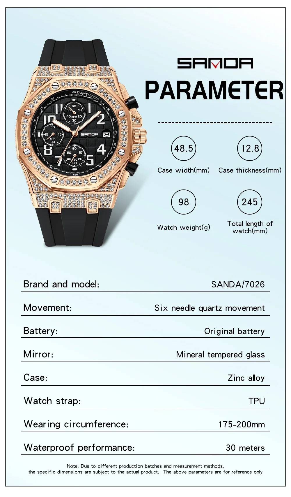 SANDA 7026 Heren Quartz Horlog - Rubber Strap Diver recensie en prijs
