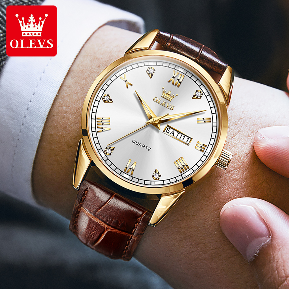 OLEVS 6896 Topmerk Heren Quart - Leather Watch Band Men recensie en prijs