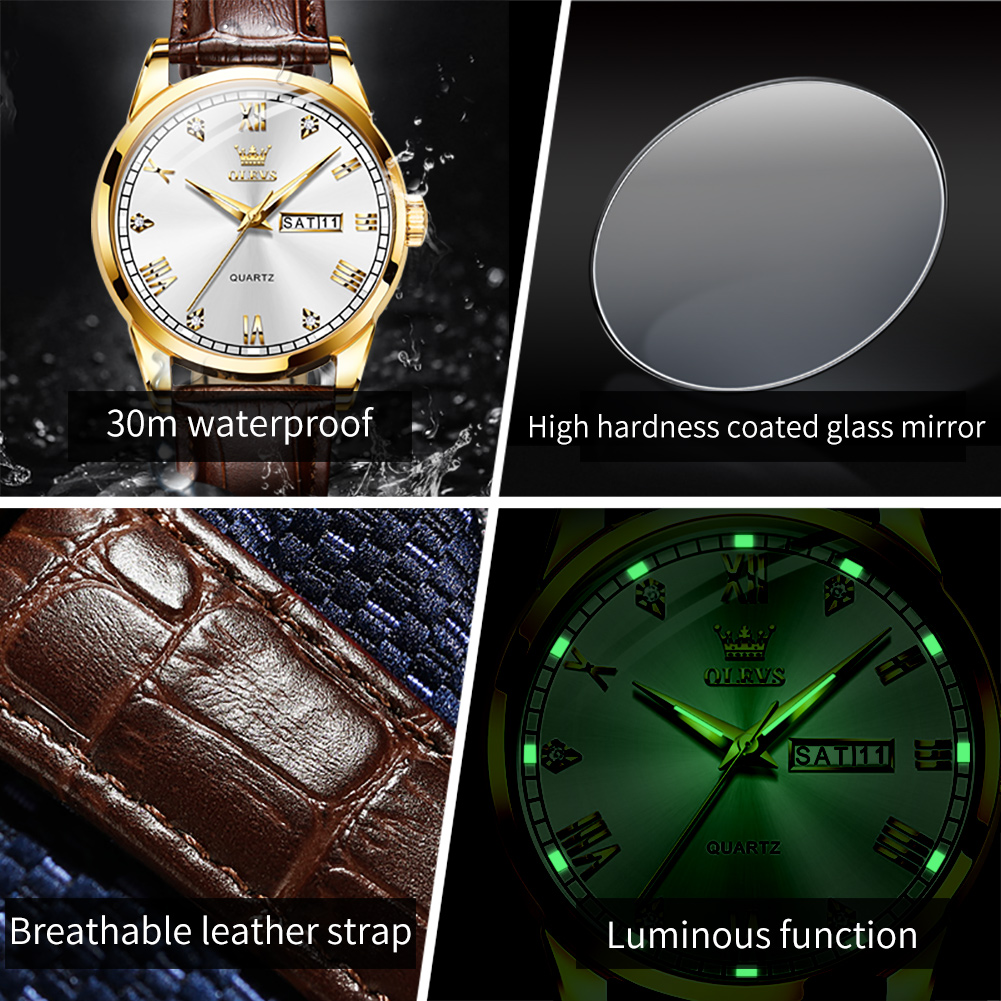 OLEVS 6896 Topmerk Heren Quart - Leather Watch Band Men recensie en prijs